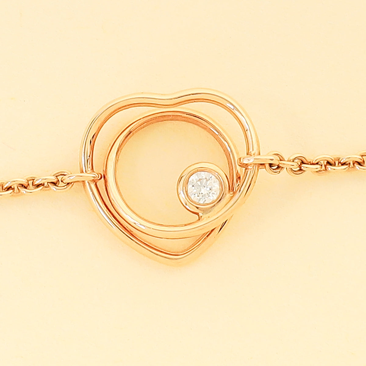 Hermes 18K Pink Gold Diamond Vertige Coeur Bracelet