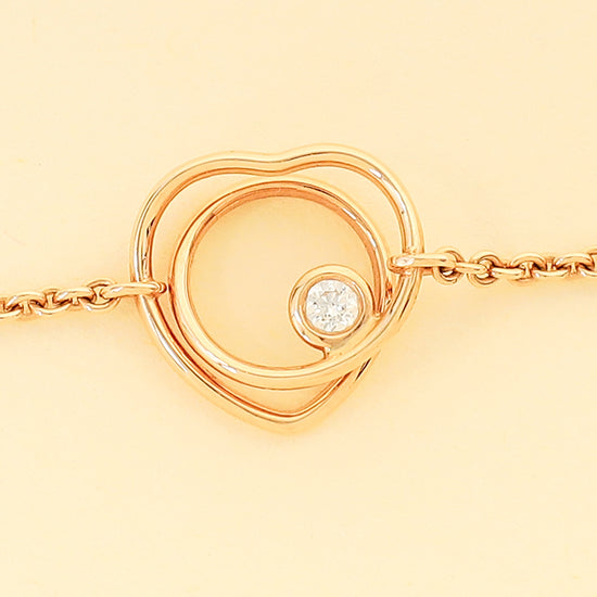 Hermes 18K Pink Gold Diamond Vertige Coeur Bracelet