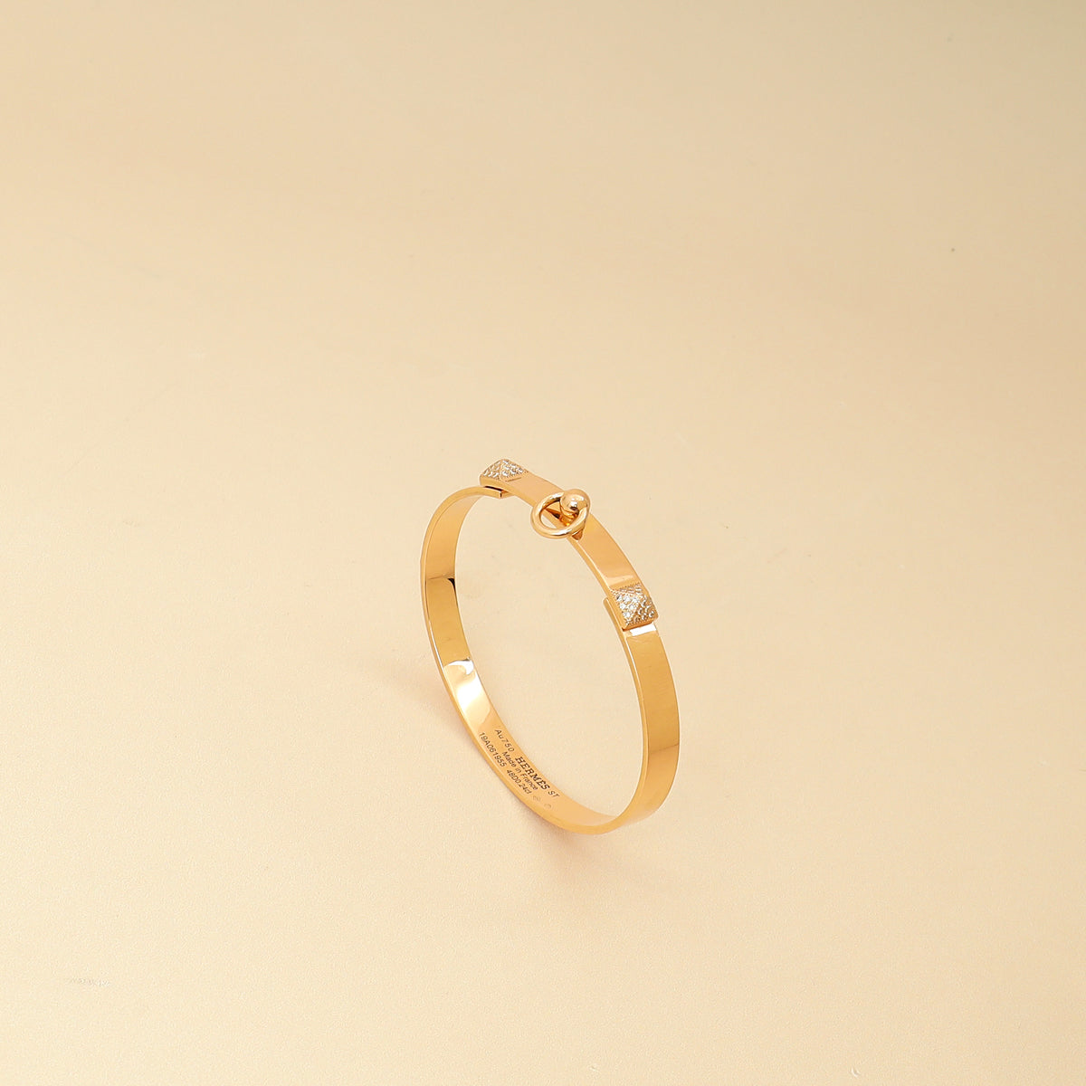 Hermes 18K Rose Gold Collier de Chien w/Diamond Small Model Bracelet 16-Hermes-THE CLOSET