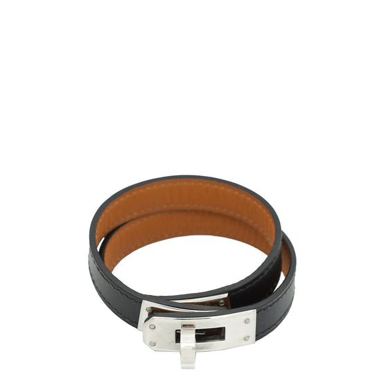 Hermes Black Kelly Double Tour Small Bracelet