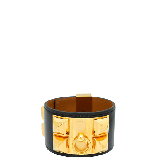 Hermes Noir Collier De Chien Small Bracelet