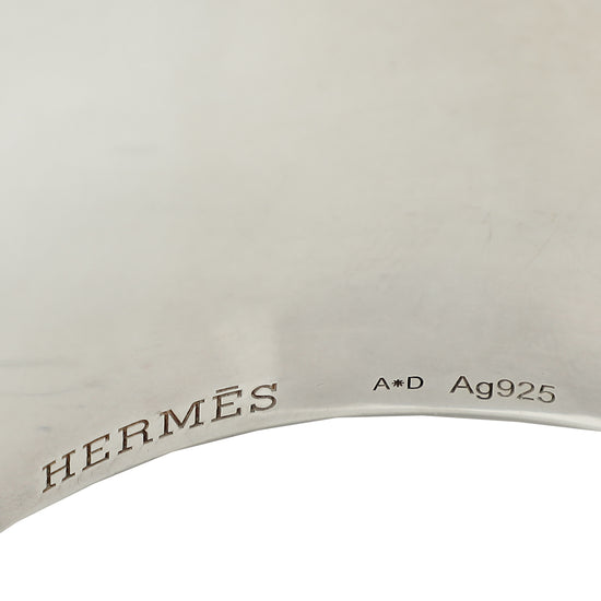 Hermes Sterling Silver Wide Medor Cuff Bracelet 17