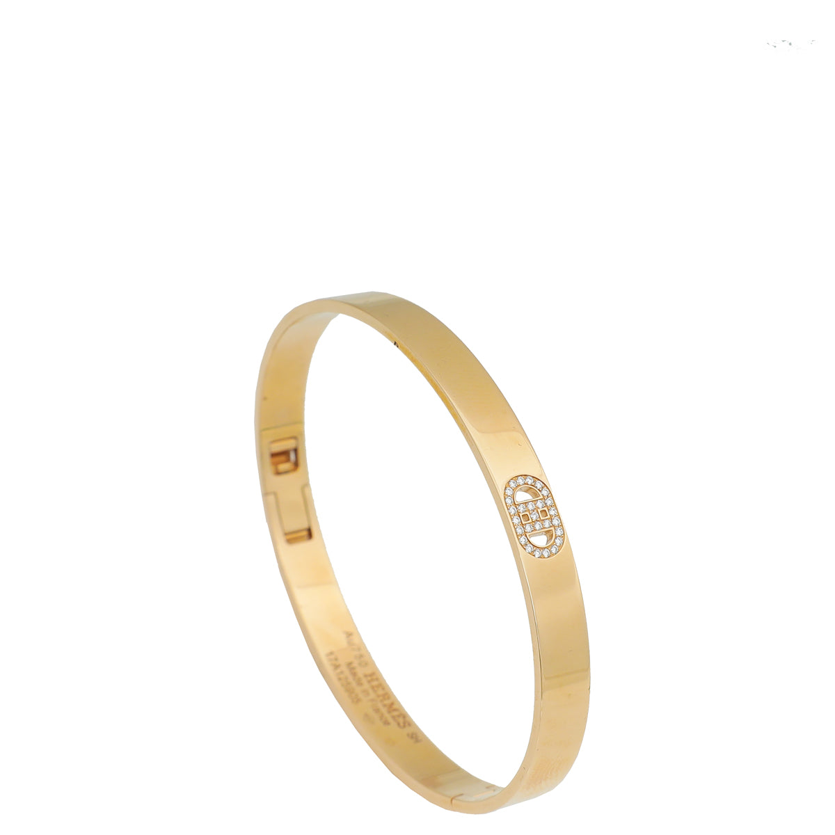 Hermes 18K Yellow Gold Diamond H D'Ancre Bracelet-Hermes-THE CLOSET