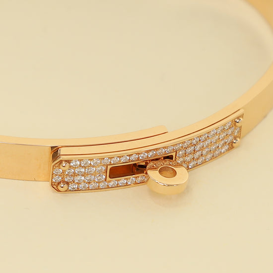 Hermes 18K Rose Gold 61 Diamond Kelly Bracelet-Hermes-THE CLOSET