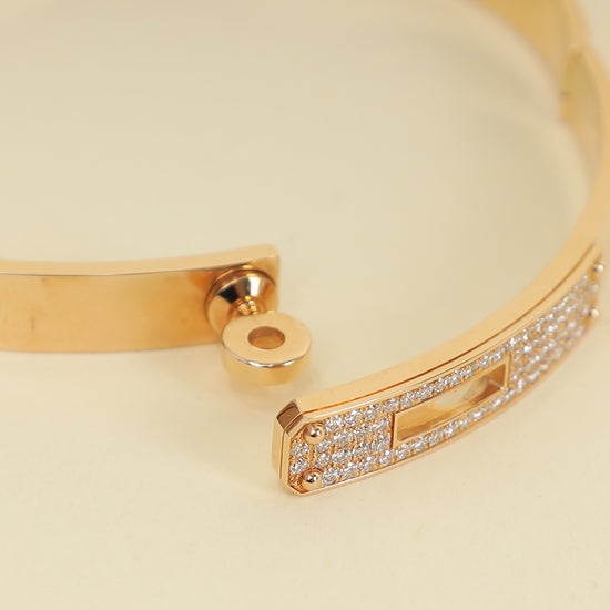 Hermes 18K Rose Gold 61 Diamond Kelly Bracelet-Hermes-THE CLOSET