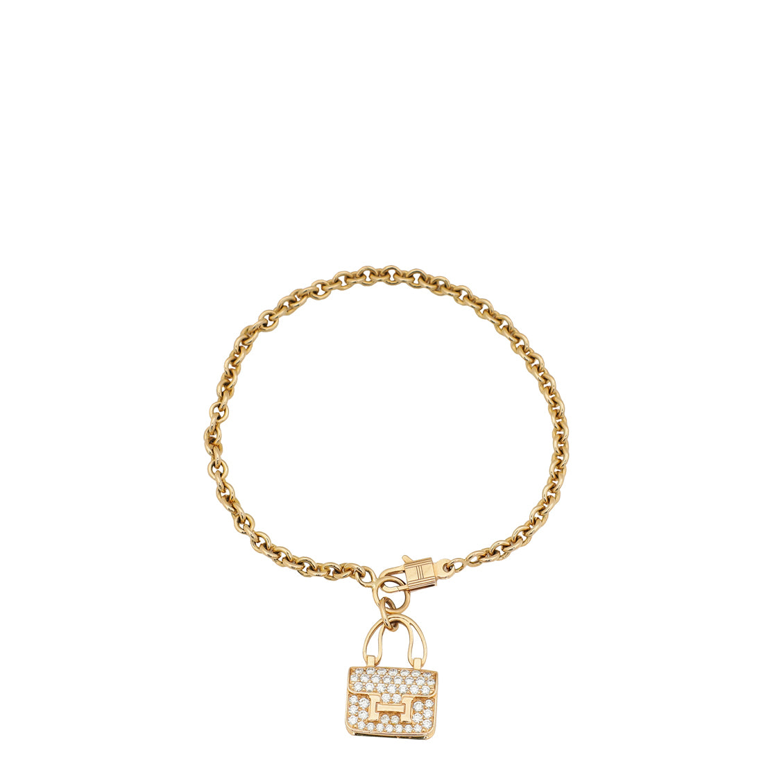 Hermes 18K Rose Gold Diamond Amulettes Constance Pendant Bracelet-Hermes-THE CLOSET