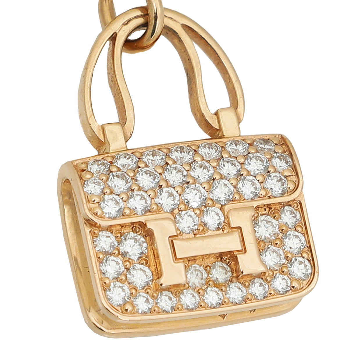 Hermes 18K Rose Gold Diamond Amulettes Constance Pendant Bracelet-Hermes-THE CLOSET