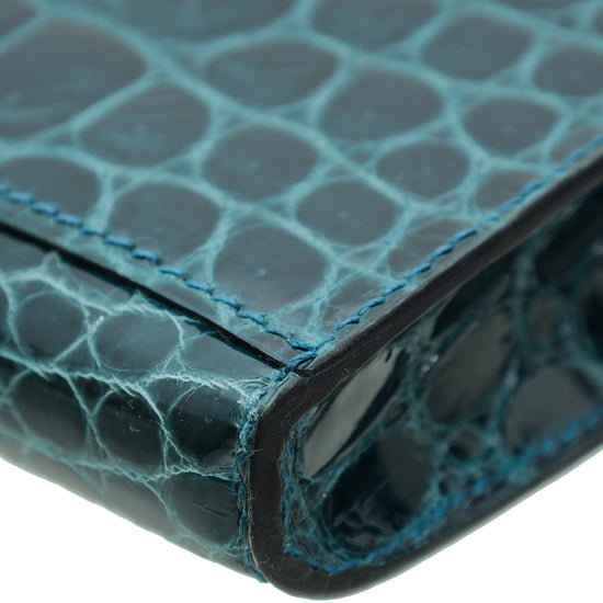 Hermes Malachite Shiny Porosus Crocodile Kelly Cut Clutch