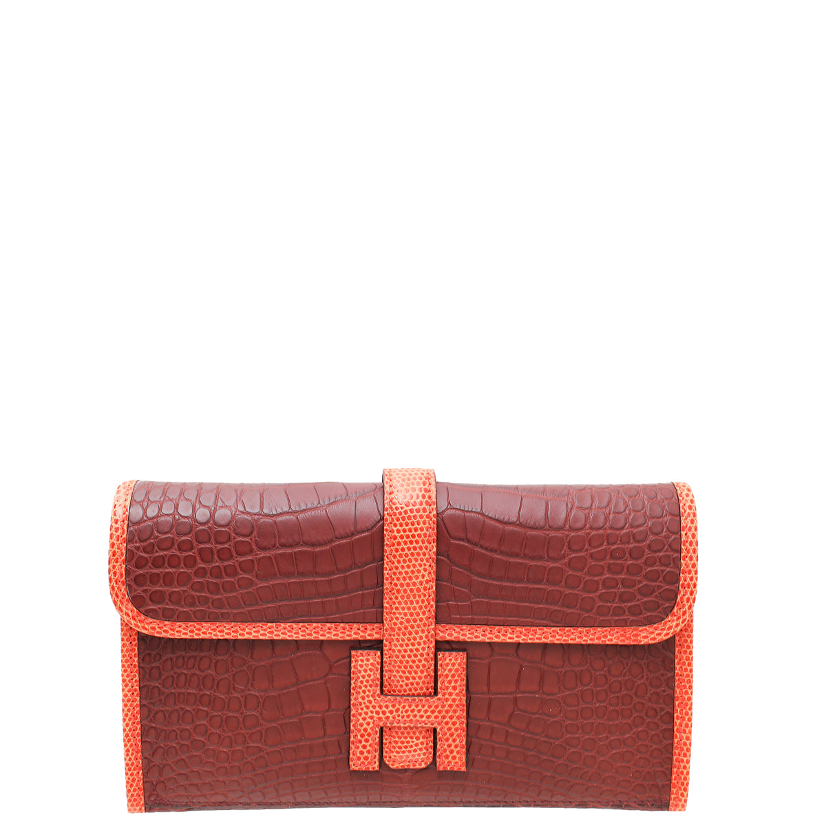 Hermes Bicolor Matte Alligator Lizard Jige Duo Clutch-Hermes-THE CLOSET