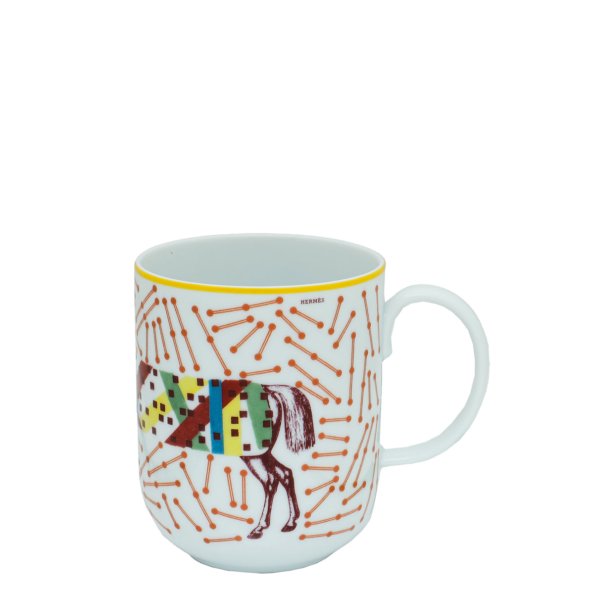 Hermes White Multicolor Hippomobile Porcelain Mug-Hermes-THE CLOSET