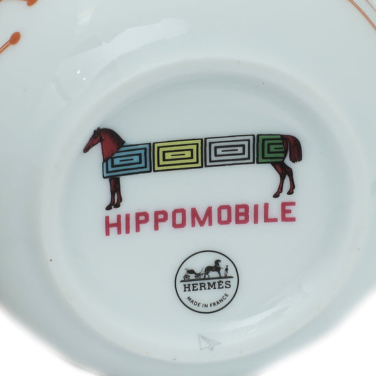 Hermes White Multicolor Hippomobile Porcelain Mug