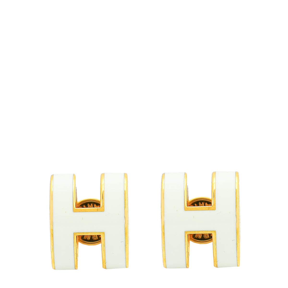 Hermes Blanc Mini Pop H Earrings-Hermes-THE CLOSET