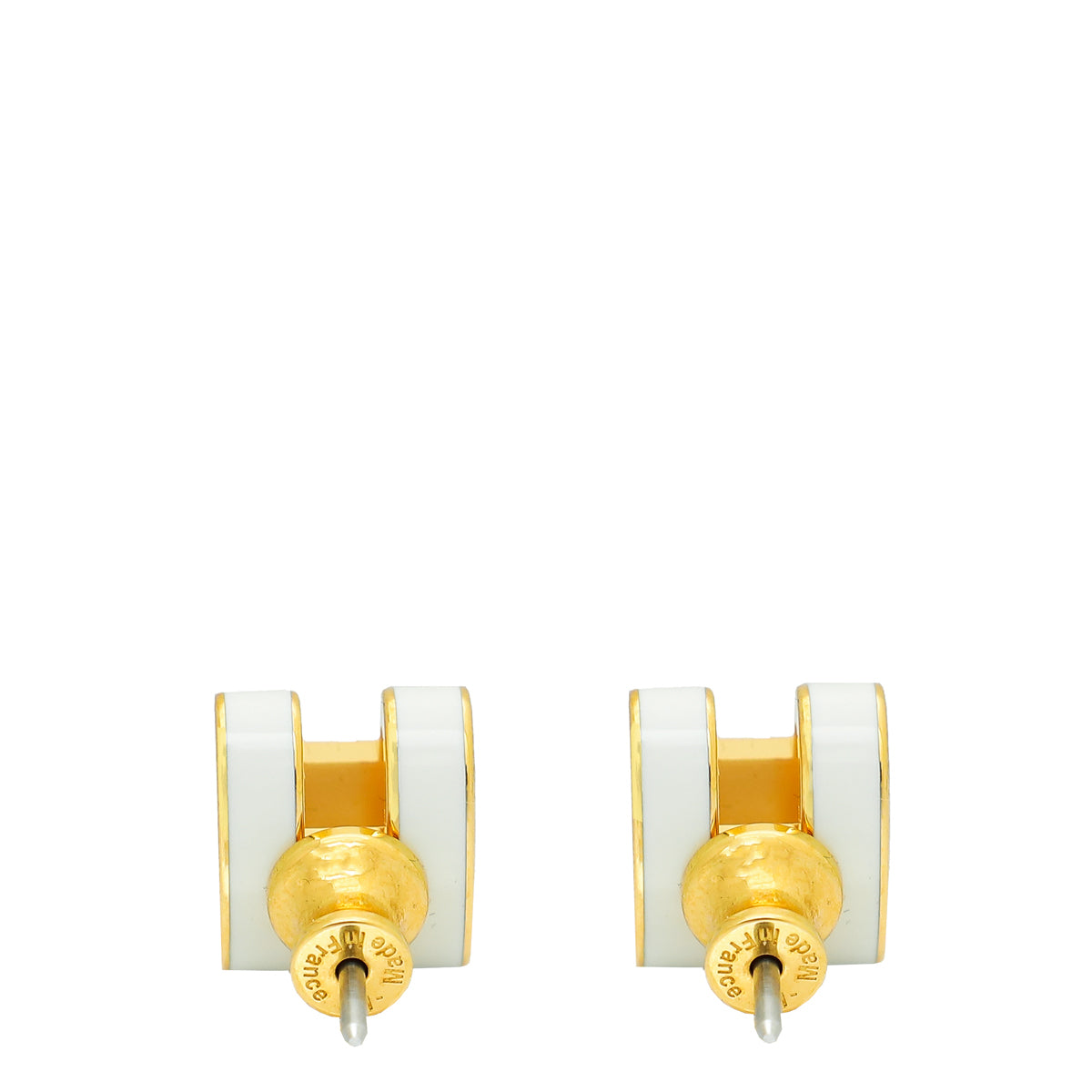 Hermes Blanc Mini Pop H Earrings-Hermes-THE CLOSET