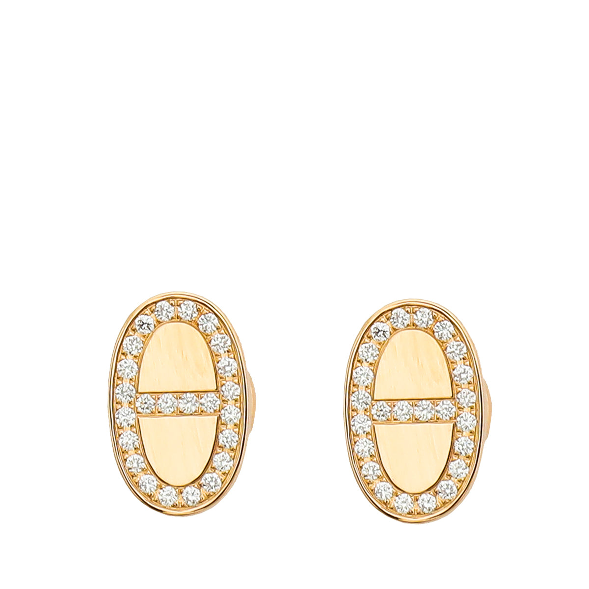 Hermes 18K Rose Gold Diamond Chaine D'ancre Contour Stud Earrings-Hermes-THE CLOSET