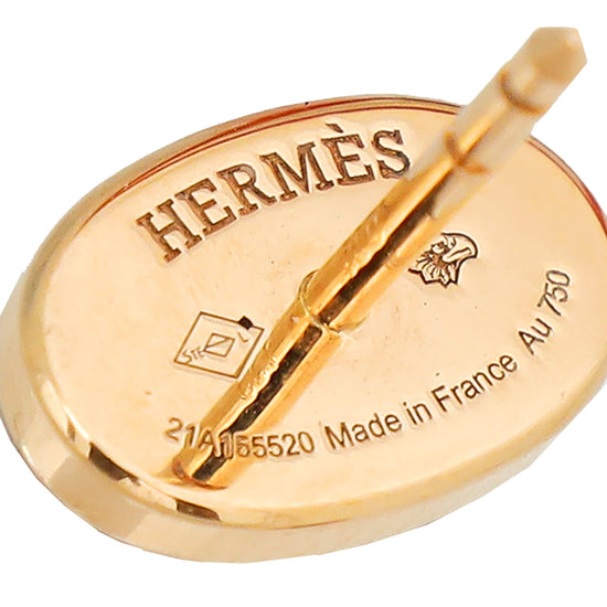 Hermes 18K Rose Gold Diamond Chaine D'ancre Contour Stud Earrings