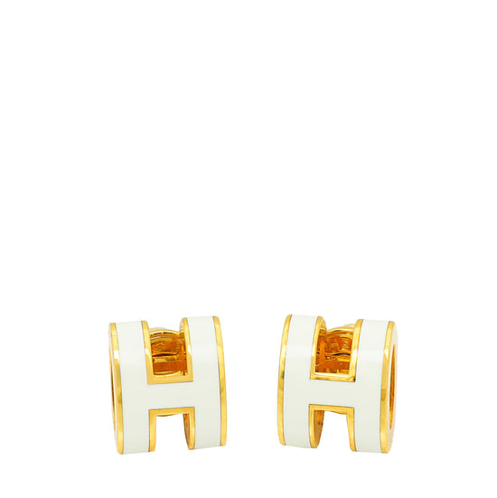 Hermes Blanc Mini Pop H Earrings