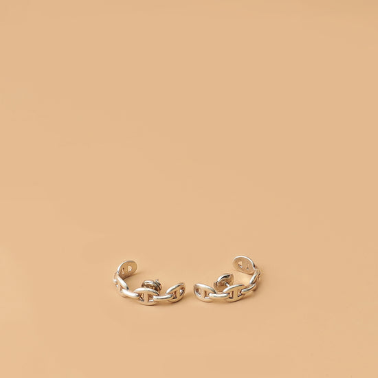 Hermes Sterling Silver Chaine d'ancre Enchainee Ear Climber Earring-Hermes-THE CLOSET