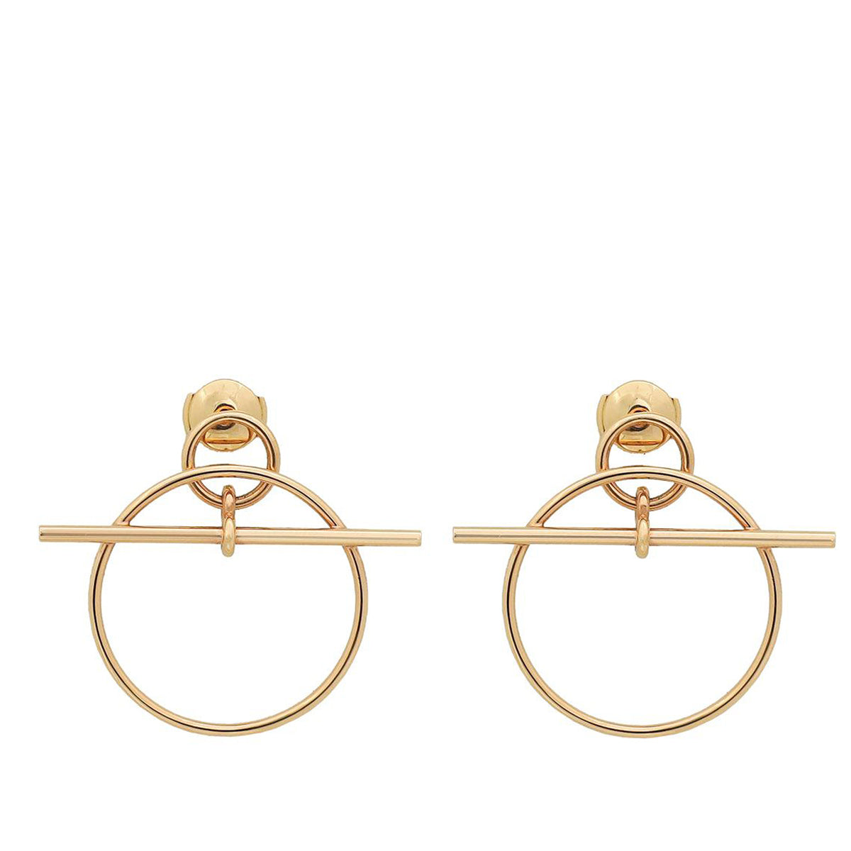Hermes 18K Rose Gold Loop Earrings Small Model-Hermes-THE CLOSET
