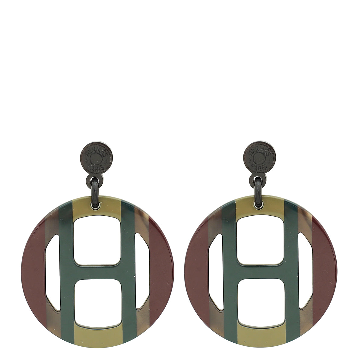 Hermes Multicolor H Equipe Earrings-Hermes-THE CLOSET