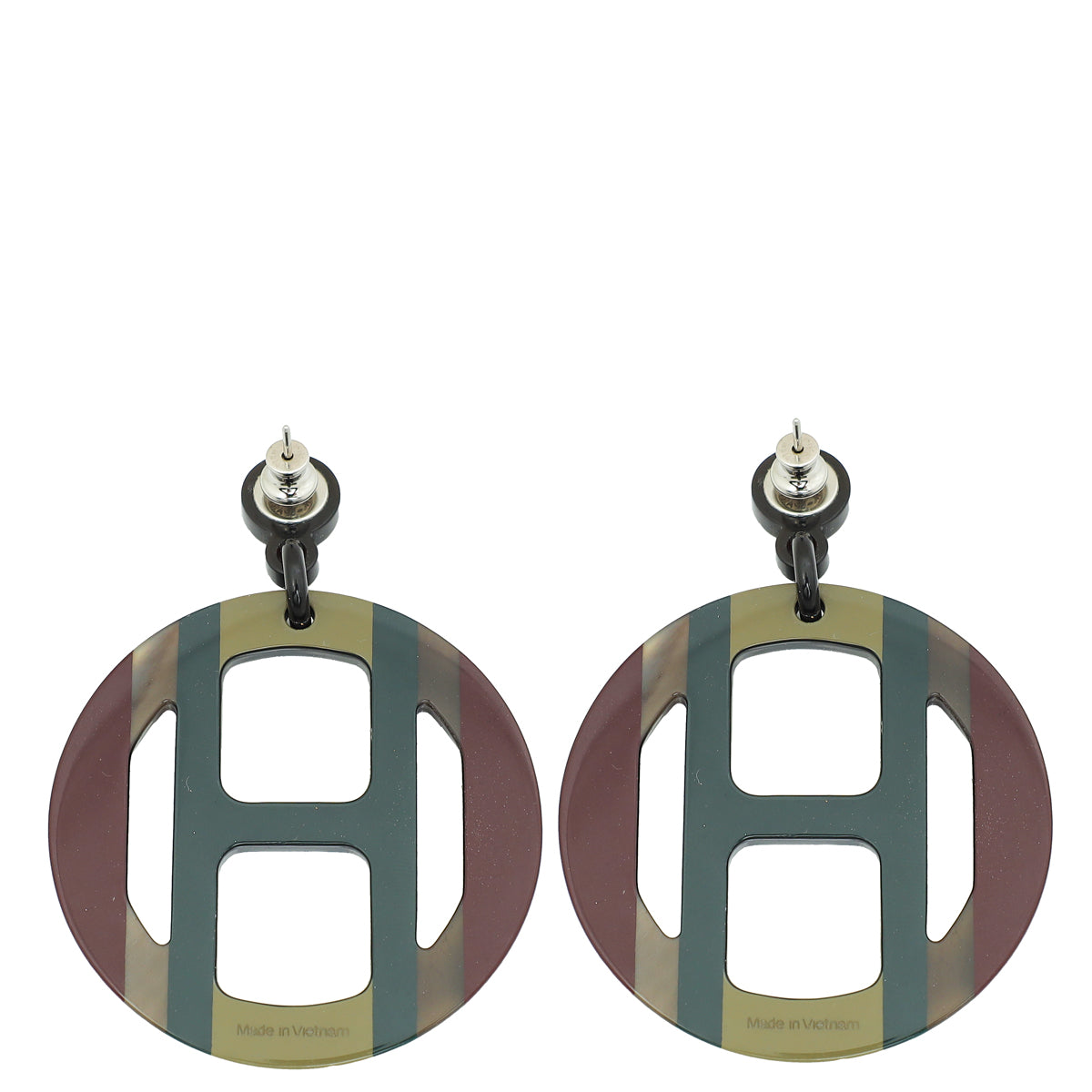 Hermes Multicolor H Equipe Earrings-Hermes-THE CLOSET