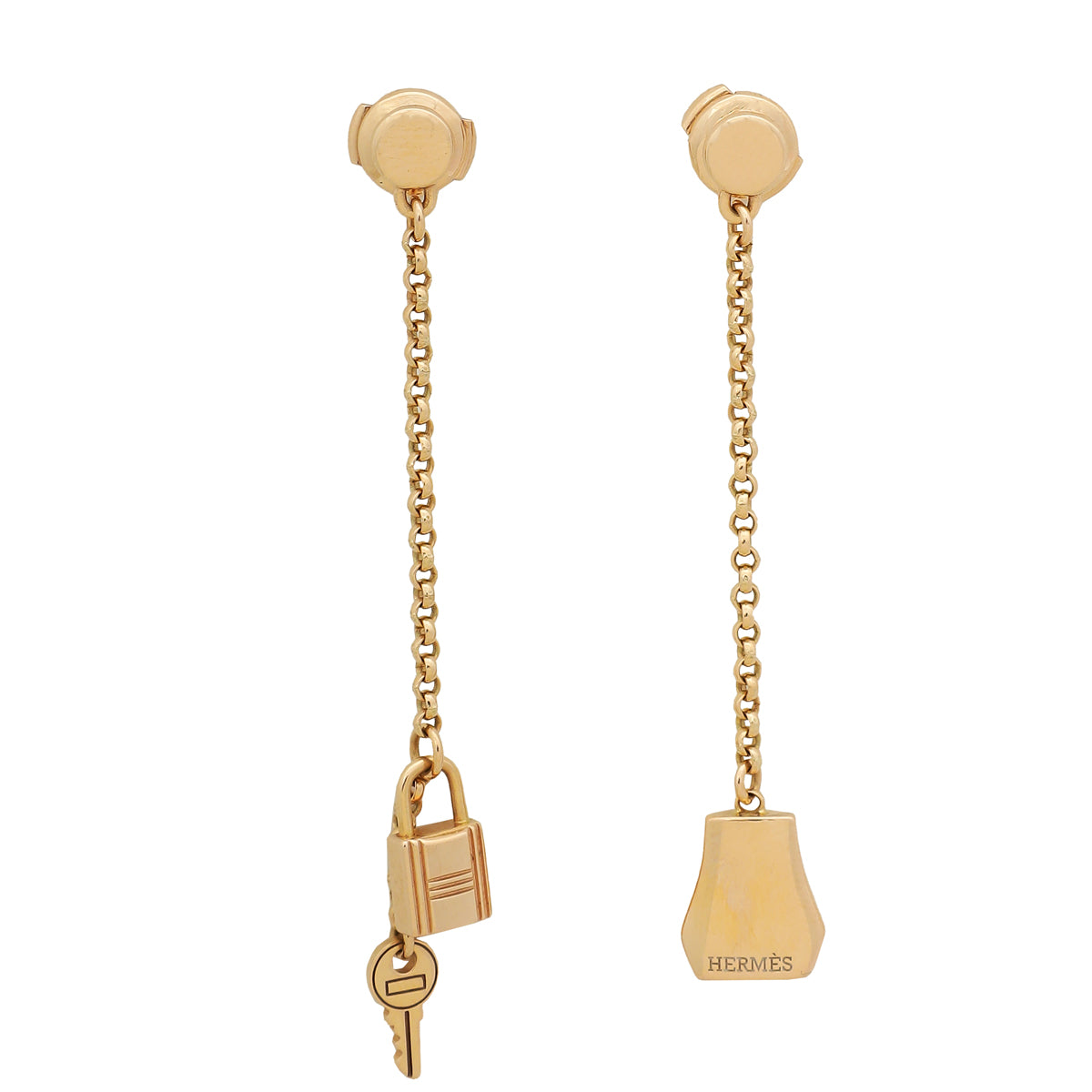 Hermes 18K Rose Gold Kelly Clochette Earrings-Hermes-THE CLOSET