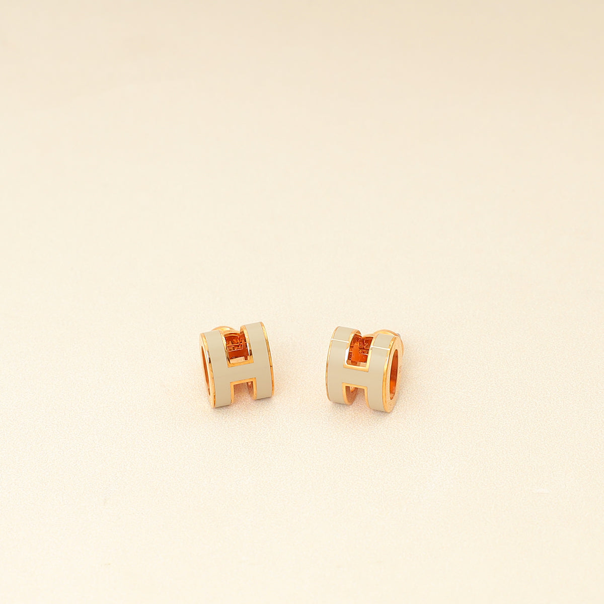 Hermes Light Gray Mini Pop H Earrings-Hermes-THE CLOSET