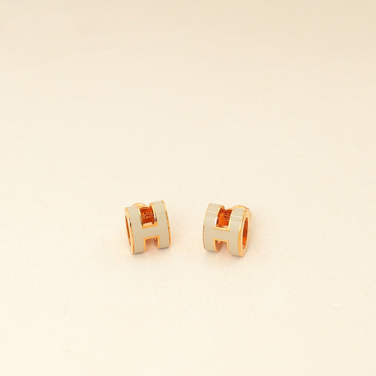 Hermes Light Gray Mini Pop H Earrings-Hermes-THE CLOSET