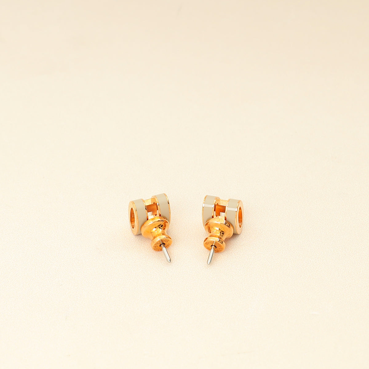 Hermes Light Gray Mini Pop H Earrings-Hermes-THE CLOSET