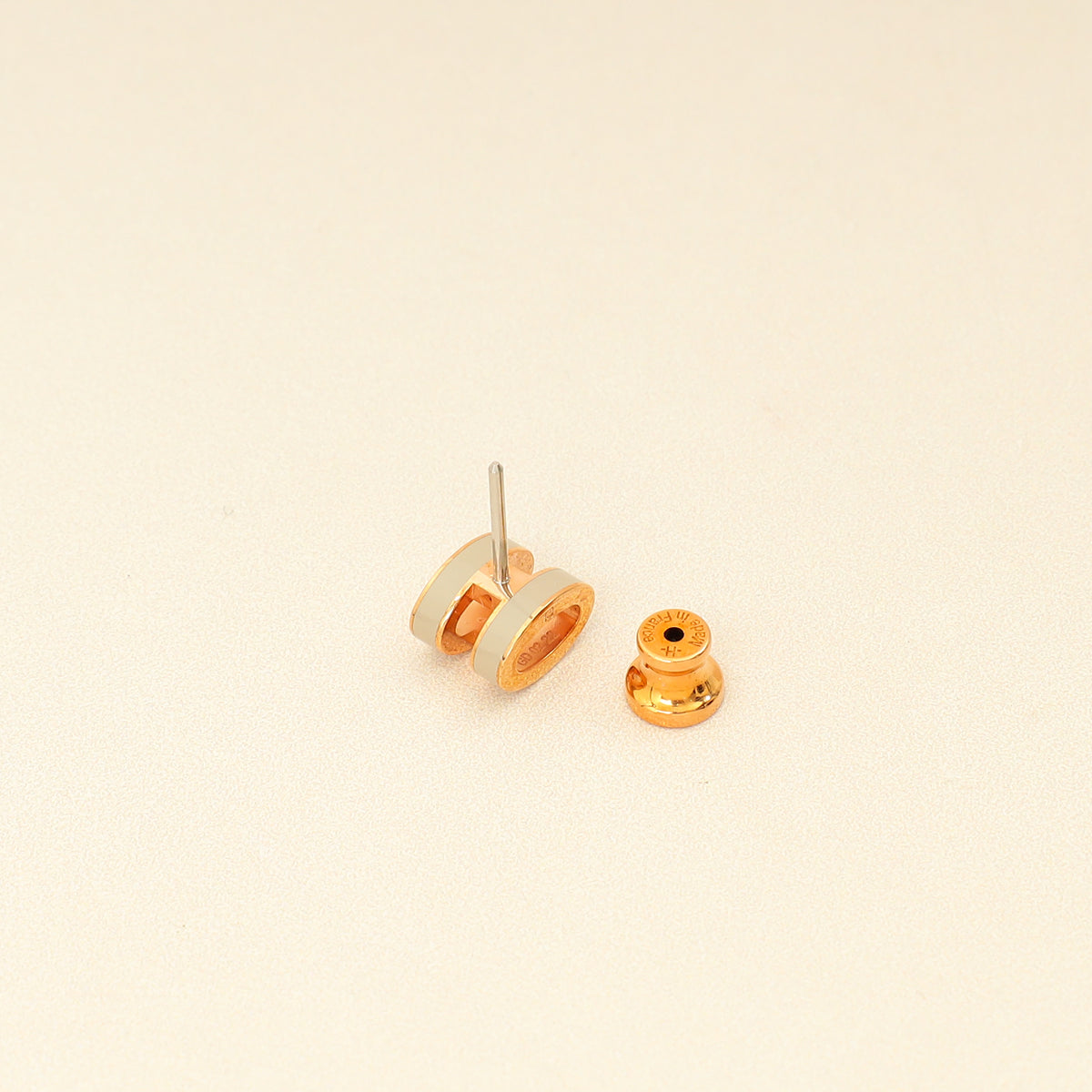 Hermes Light Gray Mini Pop H Earrings-Hermes-THE CLOSET