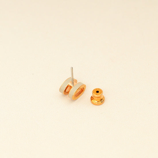 Hermes Light Gray Mini Pop H Earrings-Hermes-THE CLOSET