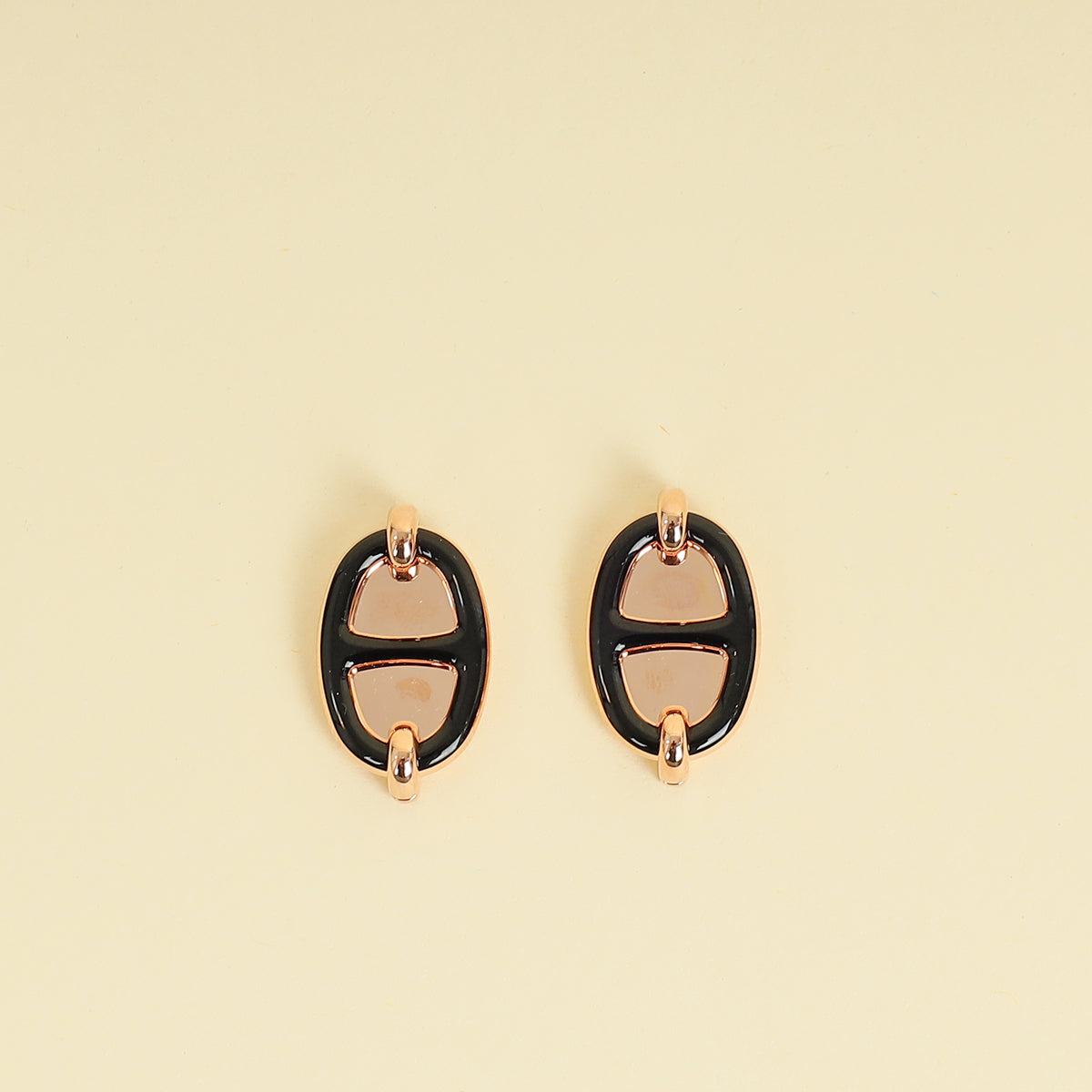 Hermes Noir Mini Maillon Earrings