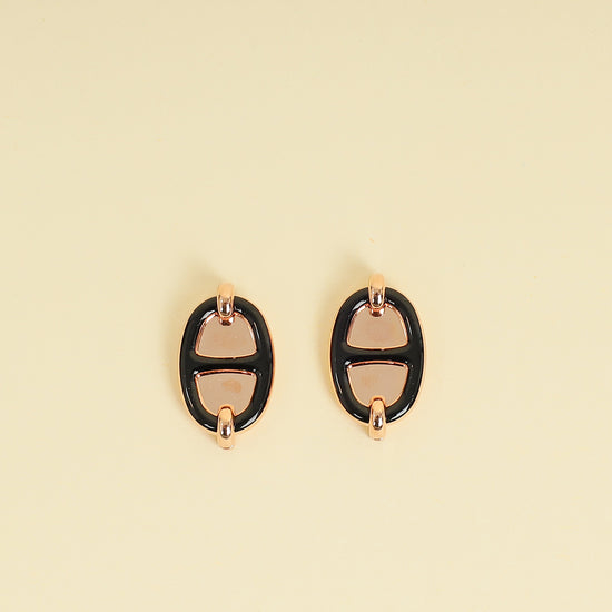 Hermes Noir Mini Maillon Earrings