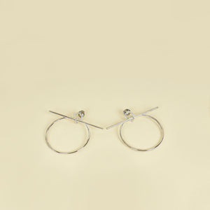 Hermes Sterling Silver Loop Earrings, Medium Model
