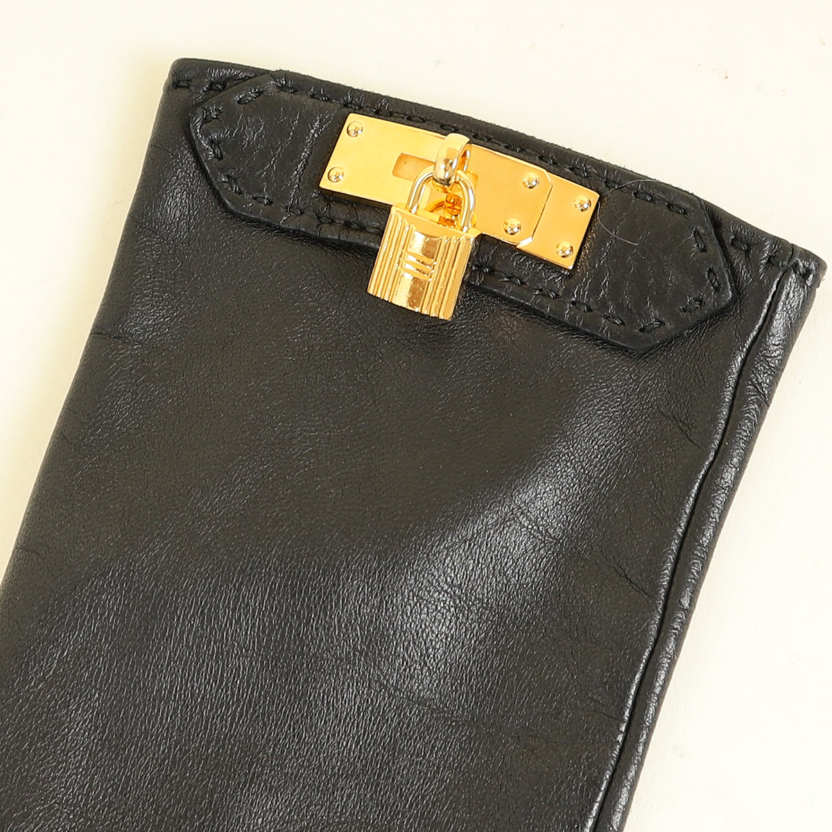 Hermes Noir Soya Gloves WITH Kelly Glove Clip