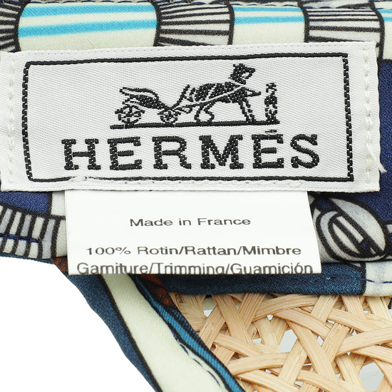 Hermes Natural Rattan Silk Trim Visor Hat