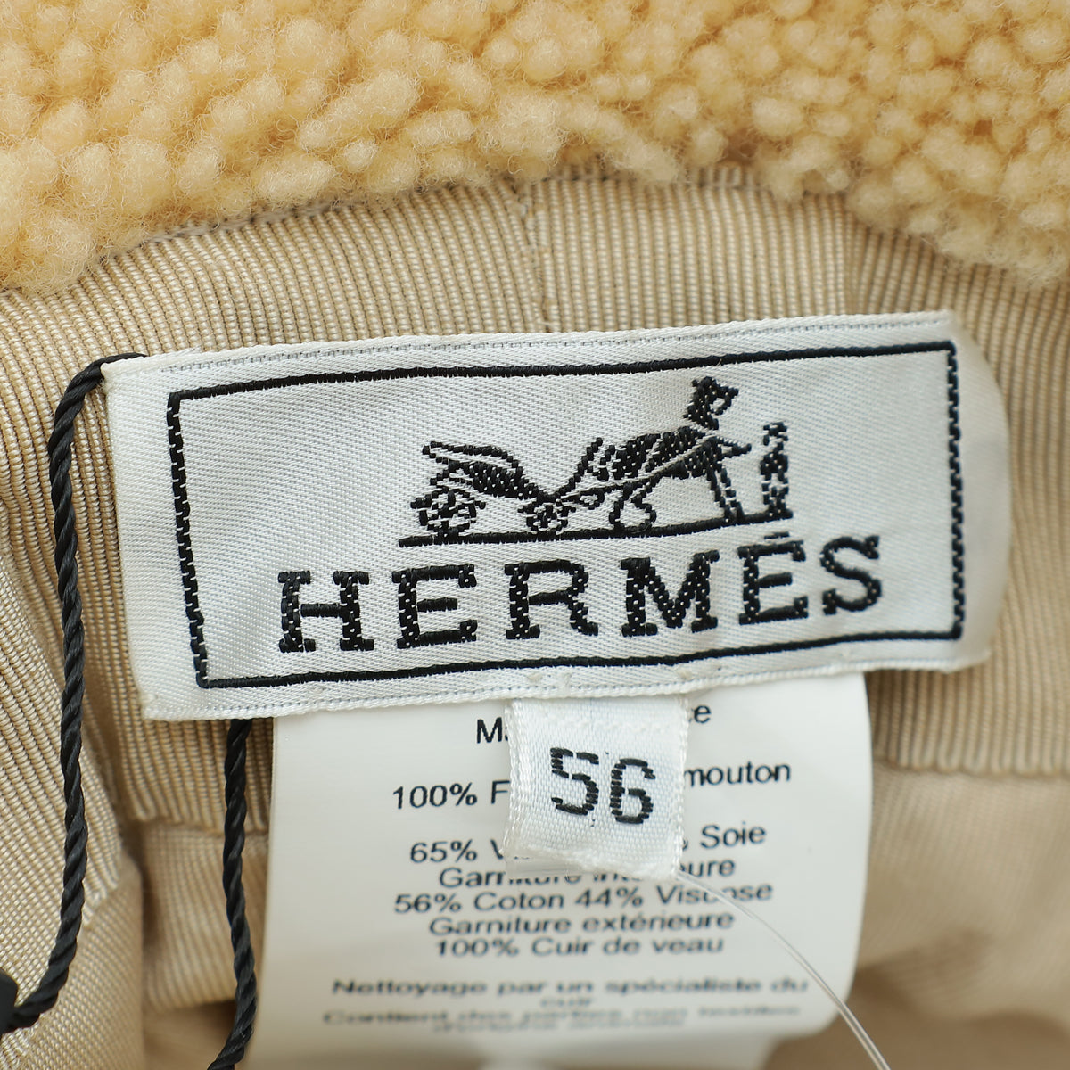 Hermes Bicolor Fauve Shearling Bucket Hat