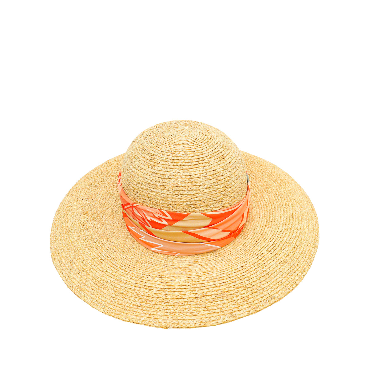 Hermes Natural Raffia w/Silk Sun Hat-Hermes-THE CLOSET