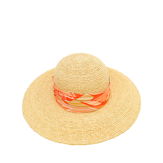 Hermes Natural Raffia w/Silk Sun Hat