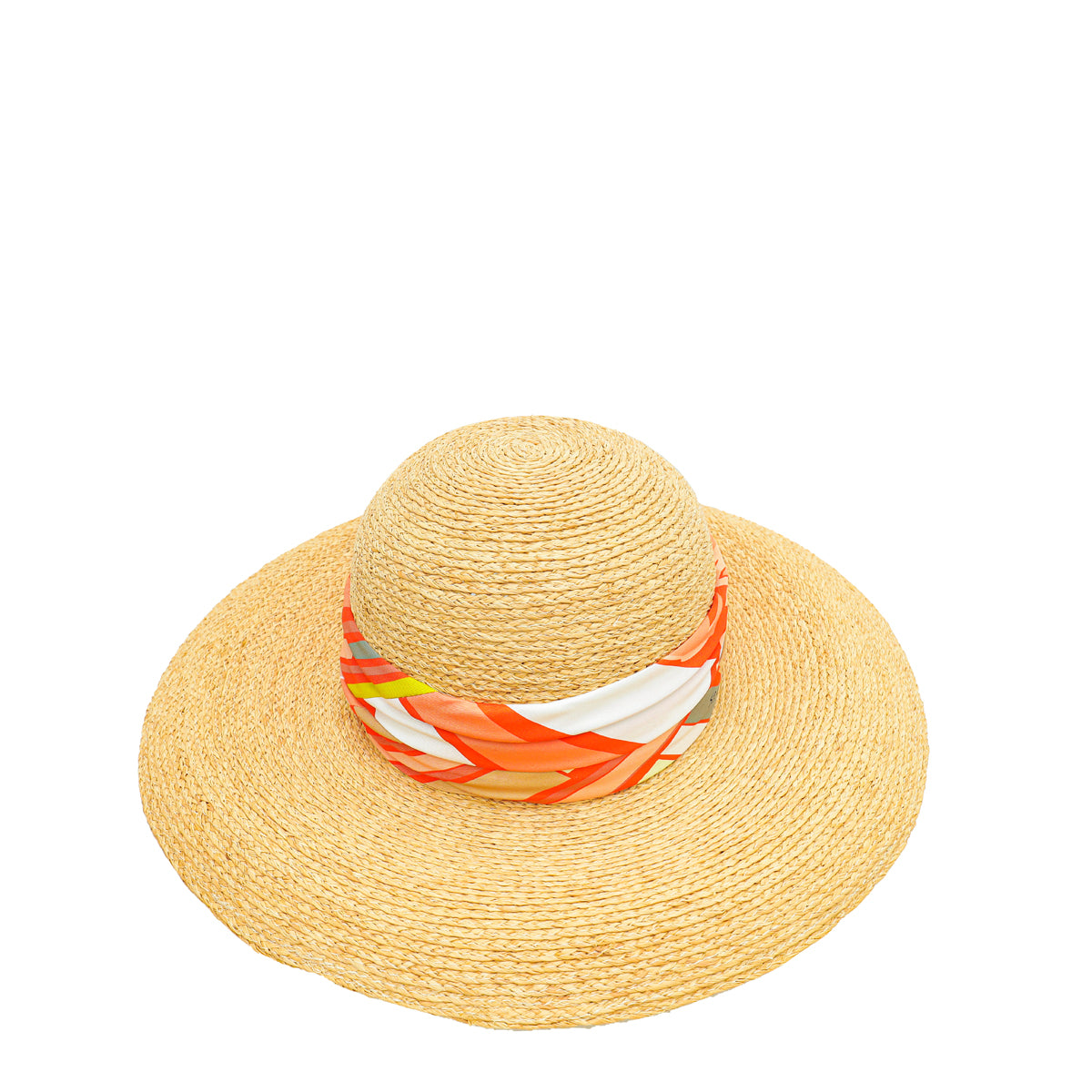 Hermes Natural Raffia w/Silk Sun Hat-Hermes-THE CLOSET