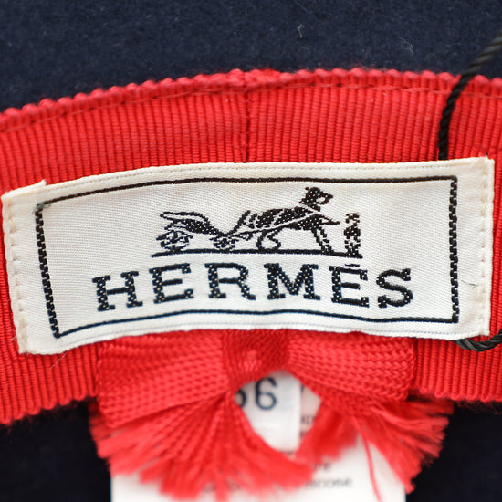 Hermes Navy Chapeau Feutre Knot Hat