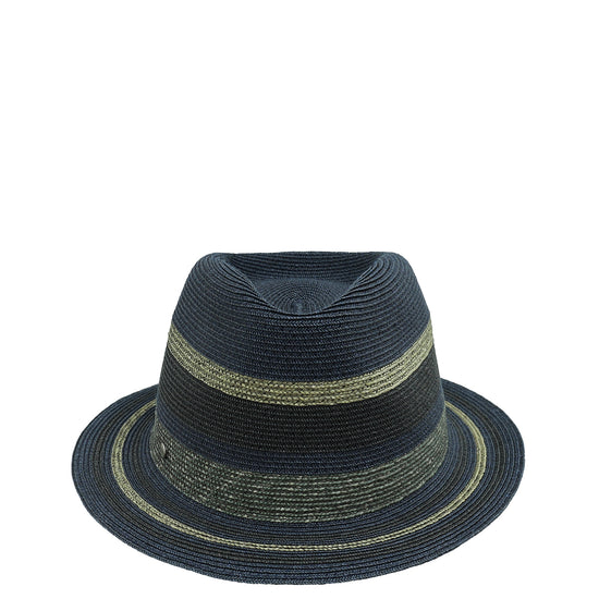 Hermes Navy Multicolor Braided Hemp Claudio Hat