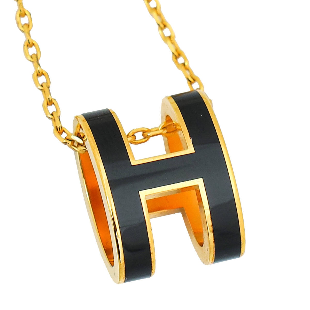 Hermes Noir Pop H Pendant Necklace-Hermes-THE CLOSET
