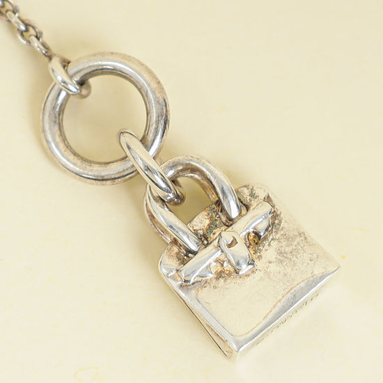Hermes Silver Sterling Amulettes Birkin Pendent Necklace