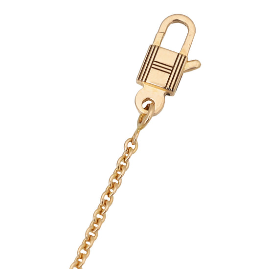 Hermes 18K Rose Gold Diamond Kelly Cadenas Pendant Necklace