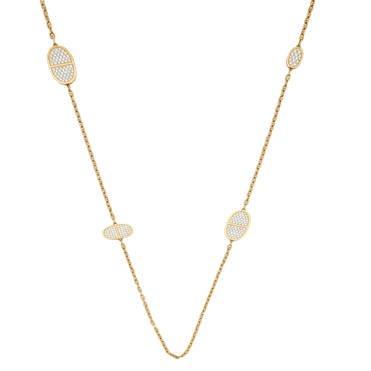 Hermes 18K Rose Gold Diamond Chaine D'ancre Contour Long Necklace-Hermes-THE CLOSET