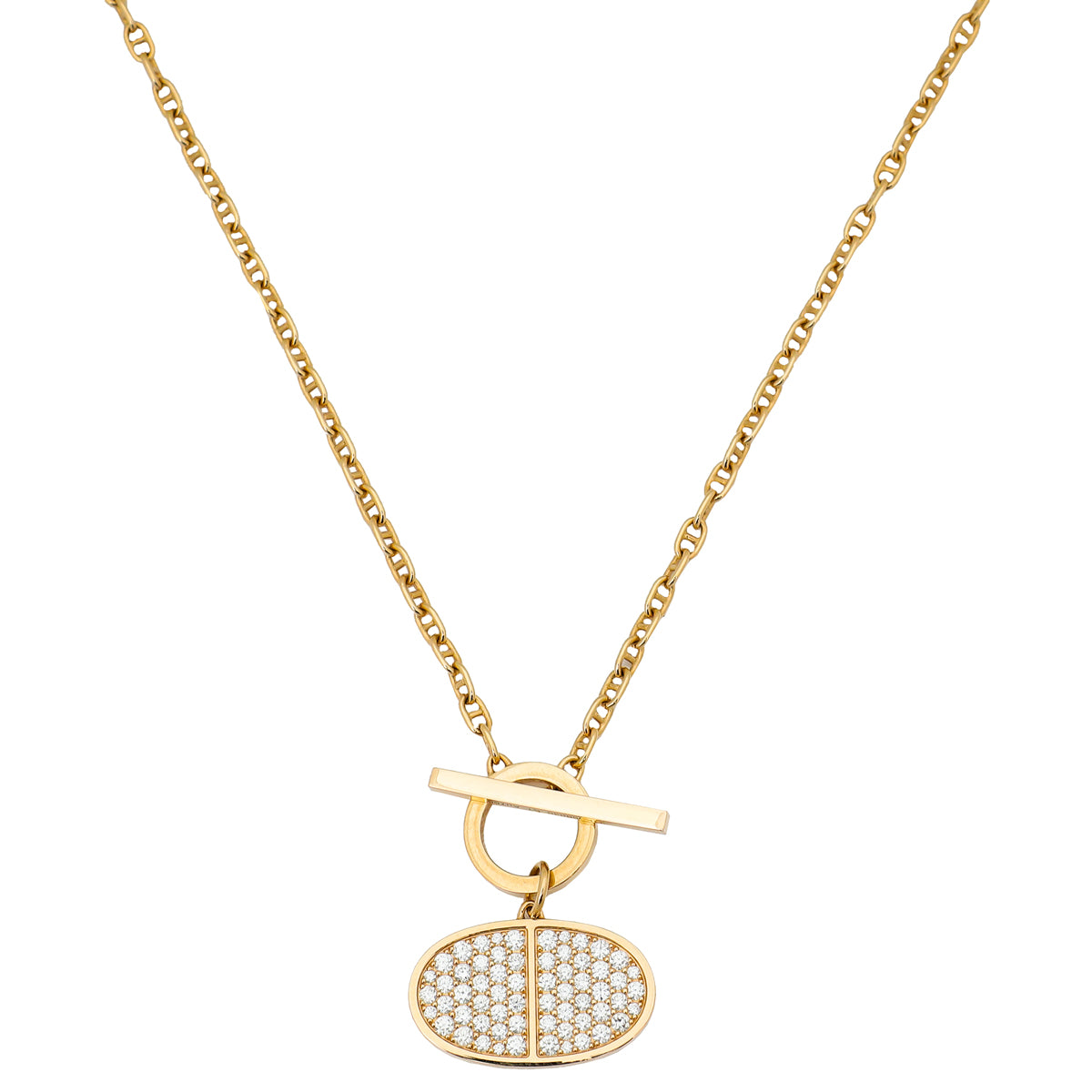 Hermes 18K Rose Gold Diamond Chaine D'Ancre Contour Necklace-Hermes-THE CLOSET