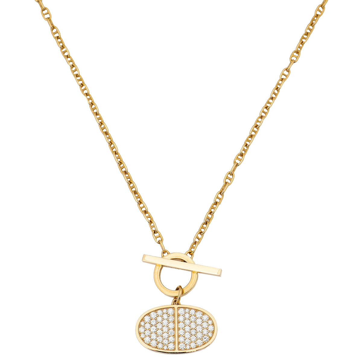 Hermes 18K Rose Gold Diamond Chaine D'Ancre Contour Necklace