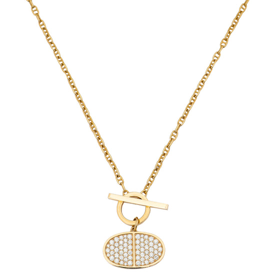 Hermes 18K Rose Gold Diamond Chaine D'Ancre Contour Necklace