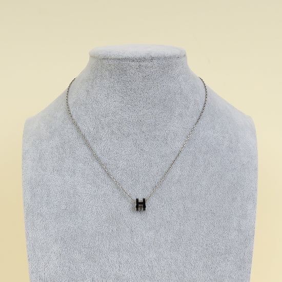 Hermes Black Mini Pop H Pendant Necklace