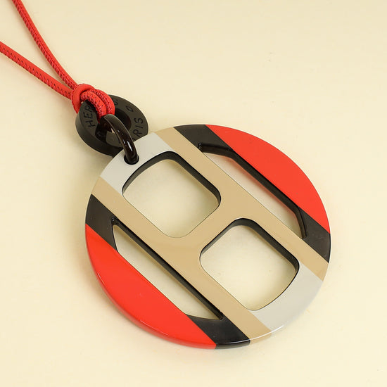 Hermes Multicolor H Equipe Pendant Necklace